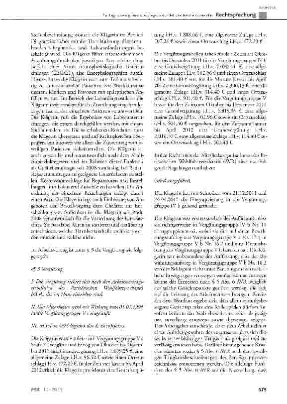 Vorschauseite 2: Zur Eingruppierung einer Altenpflegerin als »Elektrotechnische Assistentin«AVR des Paritätischen Wohlfahrtsverbands § 5 Abs. 6 und Abs. 7; Anlage 1 der AVR Vergütungsgruppen IV b,…