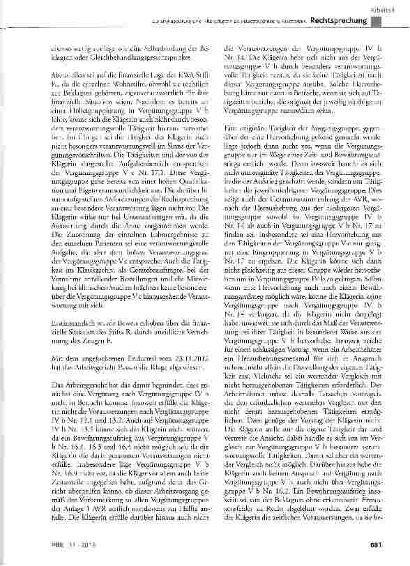 Vorschauseite 4: Zur Eingruppierung einer Altenpflegerin als »Elektrotechnische Assistentin«AVR des Paritätischen Wohlfahrtsverbands § 5 Abs. 6 und Abs. 7; Anlage 1 der AVR Vergütungsgruppen IV b,…