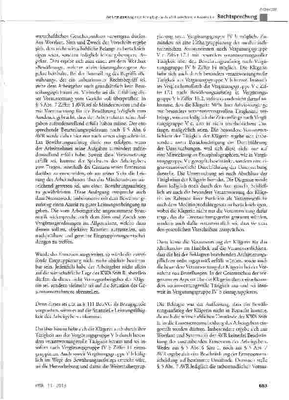 Vorschauseite 6: Zur Eingruppierung einer Altenpflegerin als »Elektrotechnische Assistentin«AVR des Paritätischen Wohlfahrtsverbands § 5 Abs. 6 und Abs. 7; Anlage 1 der AVR Vergütungsgruppen IV b,…