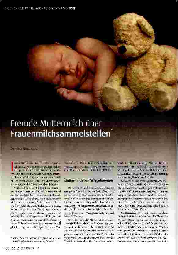 Vorschauseite 1: Fremde Muttermilch über Frauenmilchsammelstellen