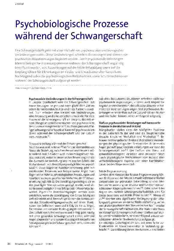 Vorschauseite 1: Psychobiologische Prozesse während der Schwangerschaft