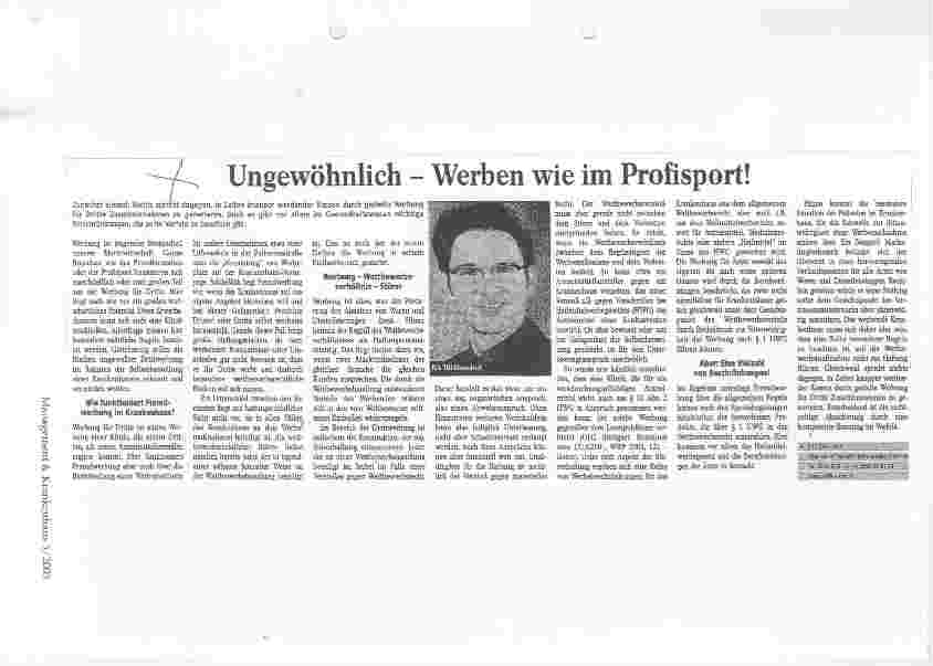 Vorschauseite 1: Ungewöhnlich - Werben wie im Profisport!