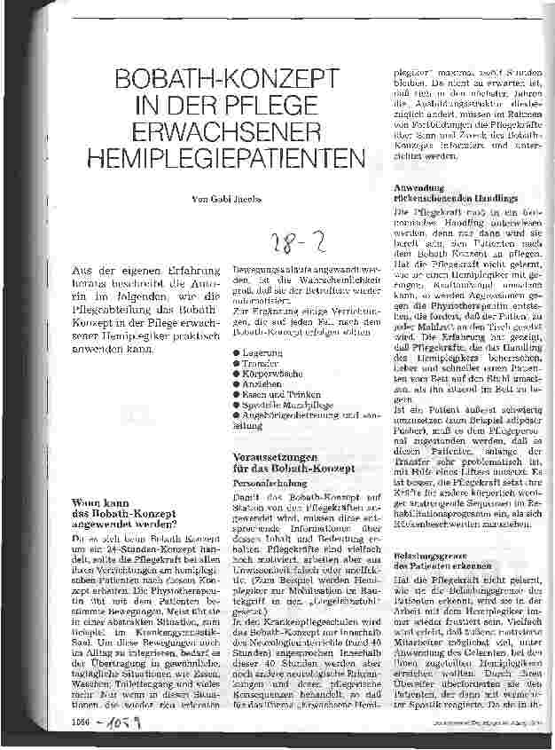 Vorschauseite 1: Bobath-Konzept in der Pflege erwachsener Hemiplegiepatienten
