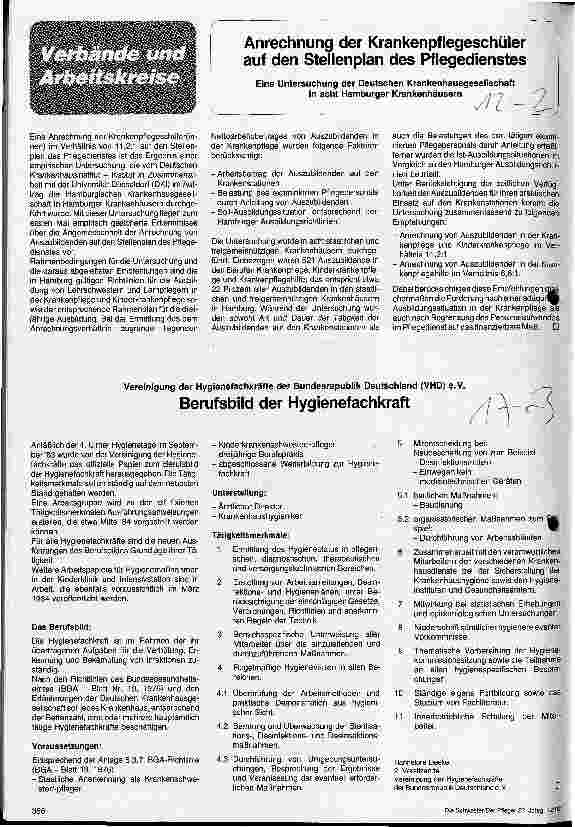 Vorschauseite 1: Berufsbild der Hygienefachkraft