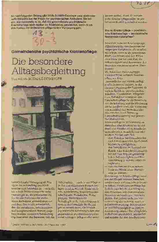 Vorschauseite 1: Gemeindenahe psychiatrische Krankenpflege Die besondere Alltagsbegleitung
