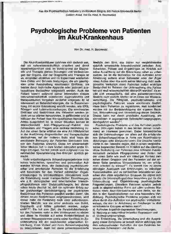 Vorschauseite 1: Psychologische Probleme von Patienten im Akut-Krankenhaus