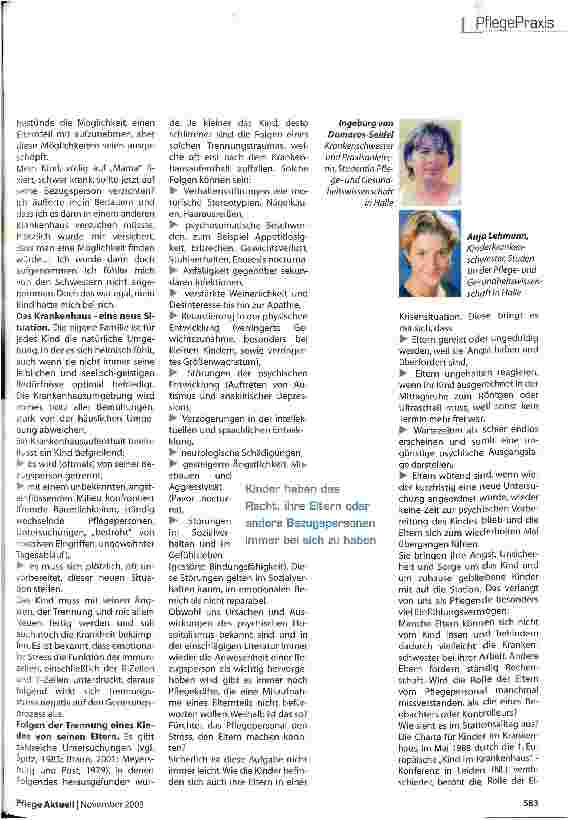 Vorschauseite 2: Stören nervige Eltern am Krankenbett von Kindern?