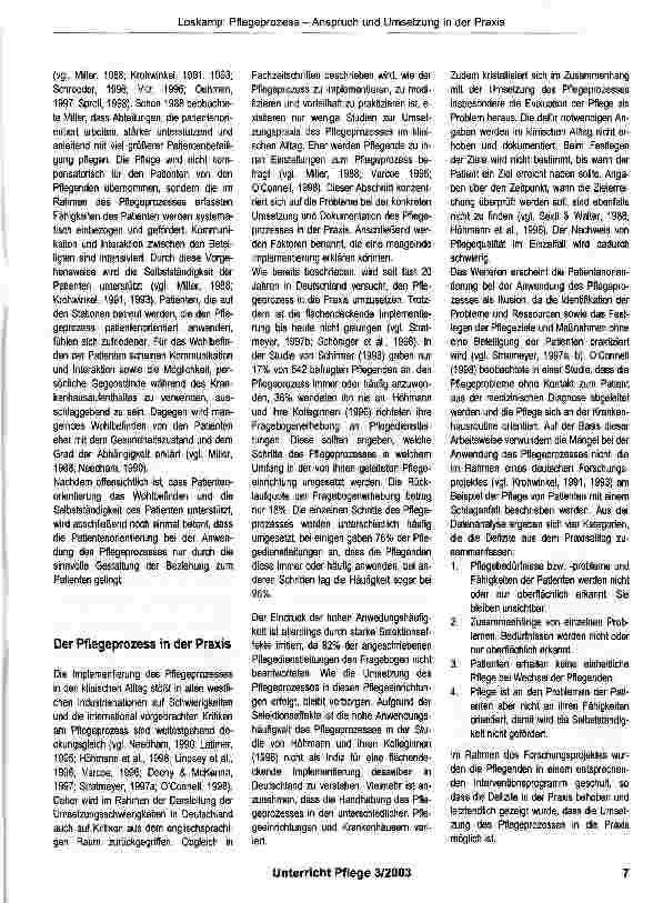 Vorschauseite 6: Der Pflegeprozess - sein Anspruch und seine Umsetzung in der Praxis