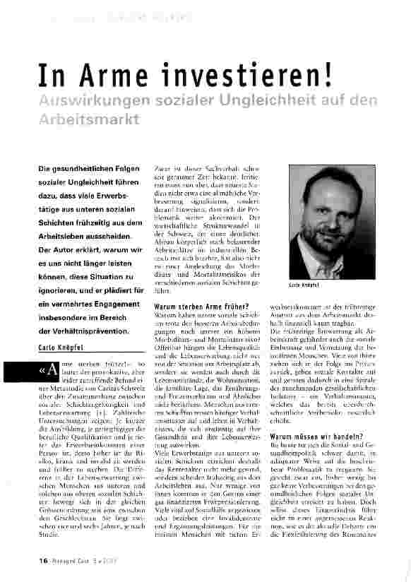 Vorschauseite 1: In Arme investieren!