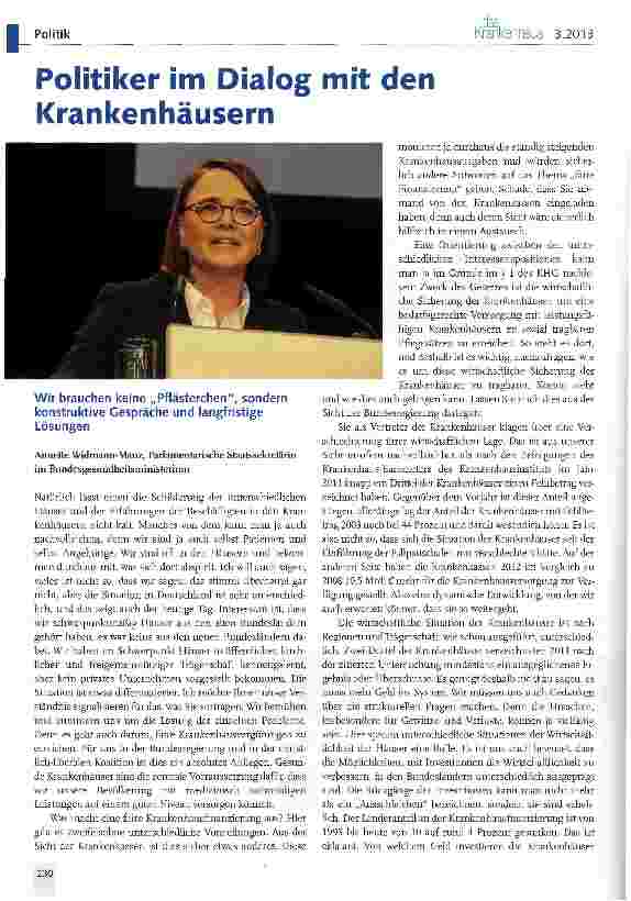 Vorschauseite 1: Politiker im Dialog mit den Krankenhäusern