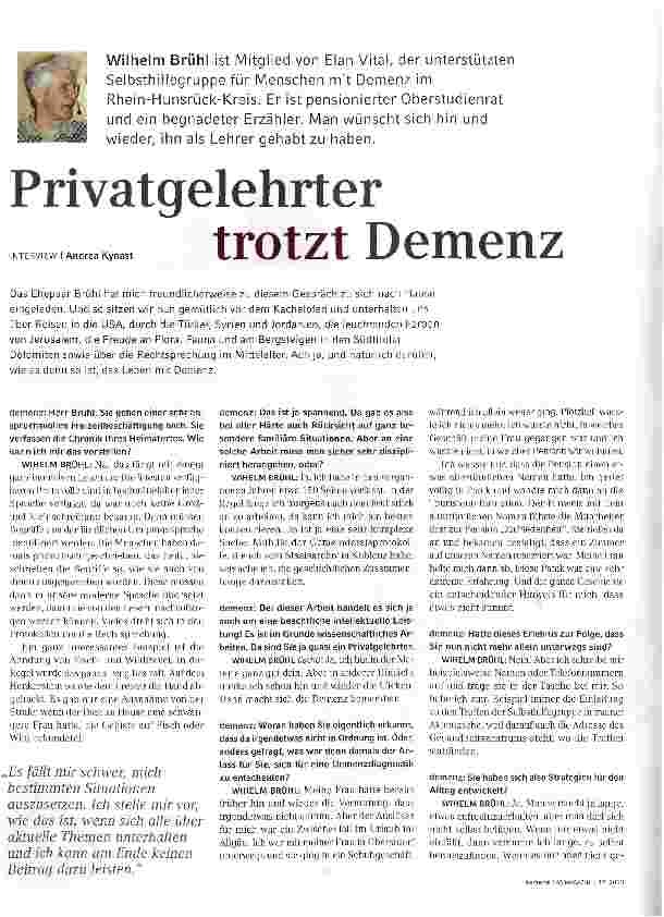 Vorschauseite 1: Privatgelehrter trotzt Demenz