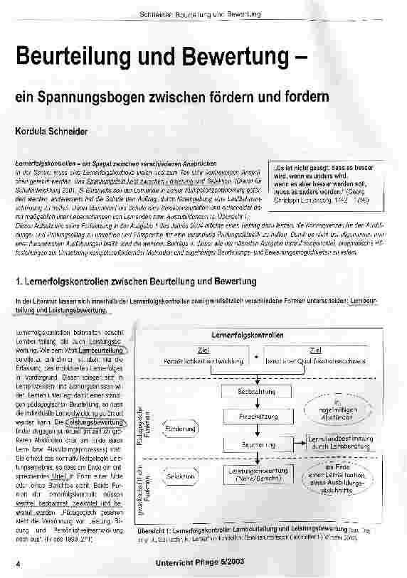 Vorschauseite 1: Beurteilung und Bewertung - ein Spannungsbogen zwischen fördern und fordern
