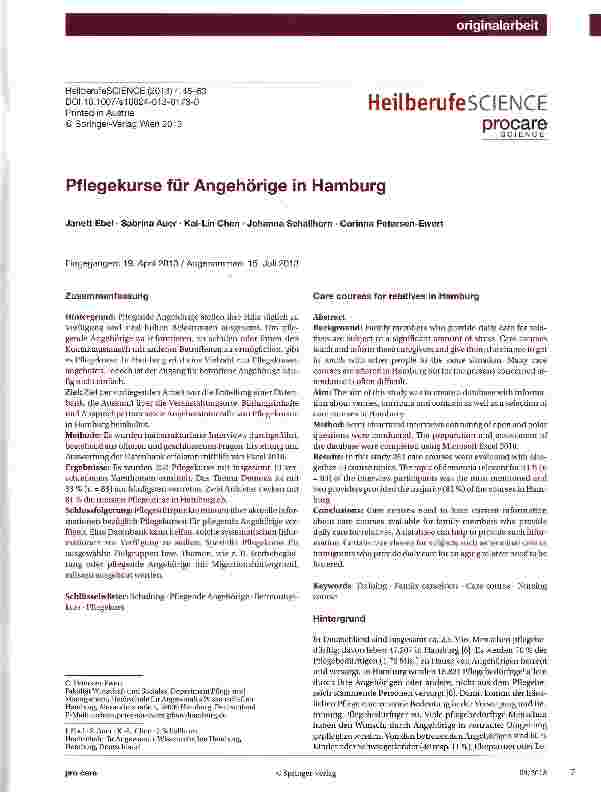 Vorschauseite 1: Pflegekurse für Angehörige in Hamburg