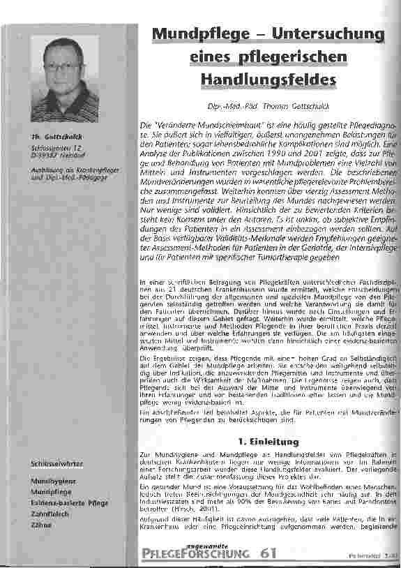 Vorschauseite 1: Mundpflege - Untersuchung eines pflegerischen Handlungsfeldes