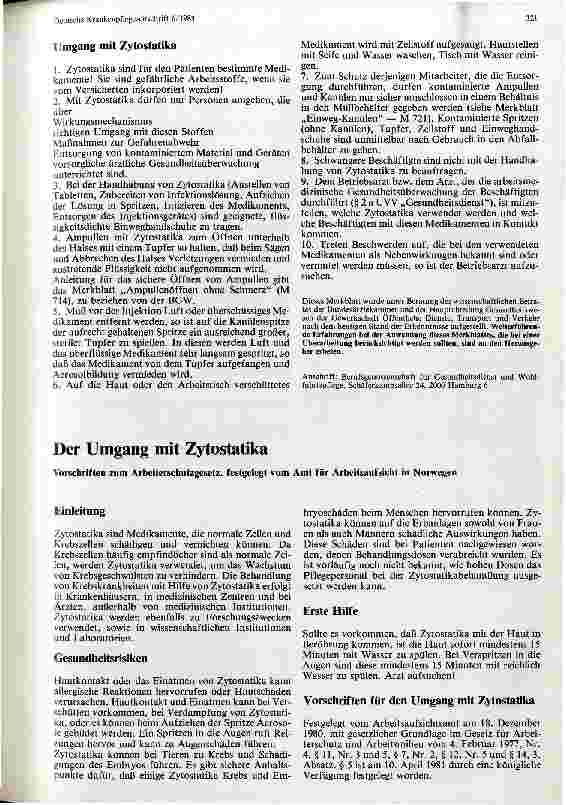 Vorschauseite 2: Sichere Handhabung von Zytostatikern