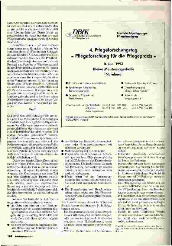 Vorschauseite 5: Modellprojekt Pflege von AIDS-Kranken