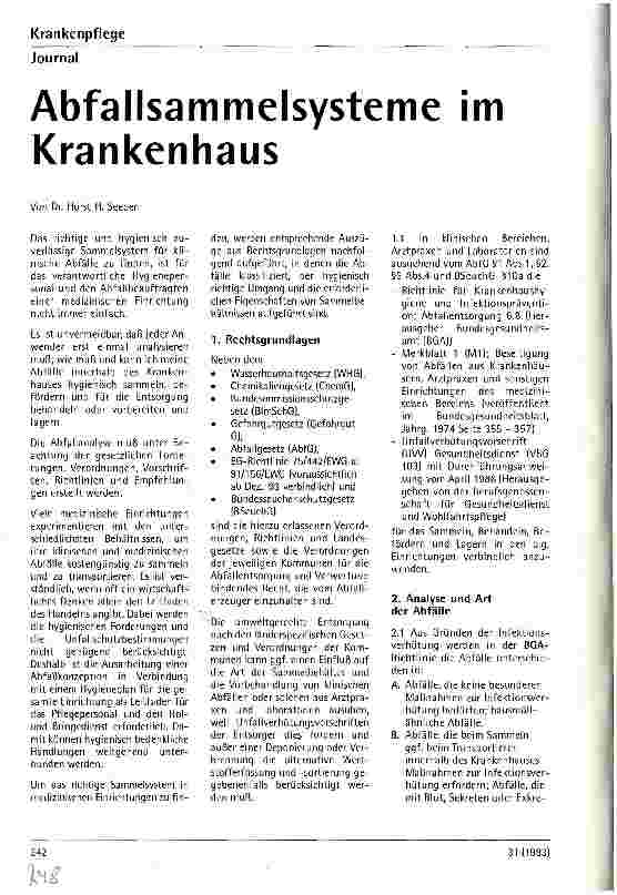 Vorschauseite 1: Abfallsammelsysteme im Krankenhaus
