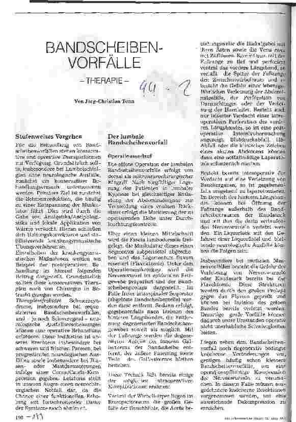 Vorschauseite 1: Bandscheibenvorfälle Therapie