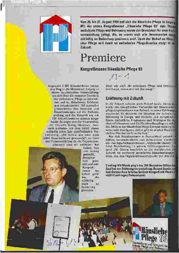Vorschauseite 1: Premiere Kongreßmesse Häusliche Pflege 93