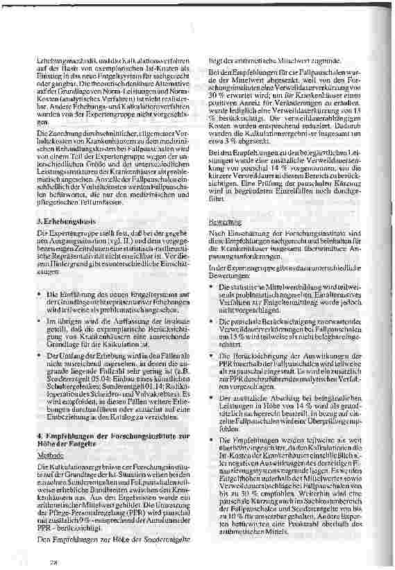 Vorschauseite 2: Beratungsergebnisse der Expertengruppe Entgeltsystem Bundesministerium für Gesundheit, 12.10.93