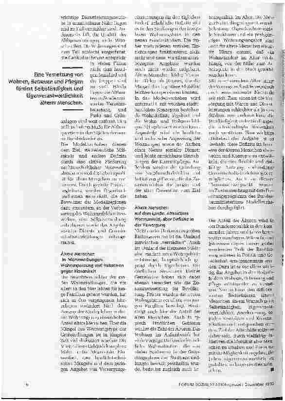 Vorschauseite 3: In der vertrauten Wohnung alt werden Altenhilfe vor neuen Aufgaben