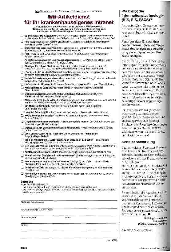 Vorschauseite 5: Der Patient als Mittel. Punkt! oder Der Patient als Mittelpunkt? Radiologiemanagement und Prozessoptimierung
