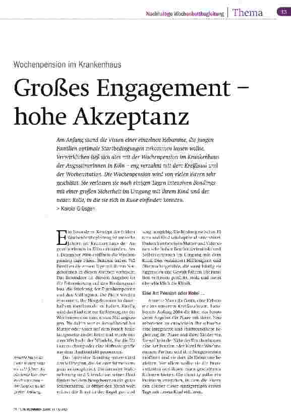 Vorschauseite 1: Großes Engagement -hohe Akzeptanz