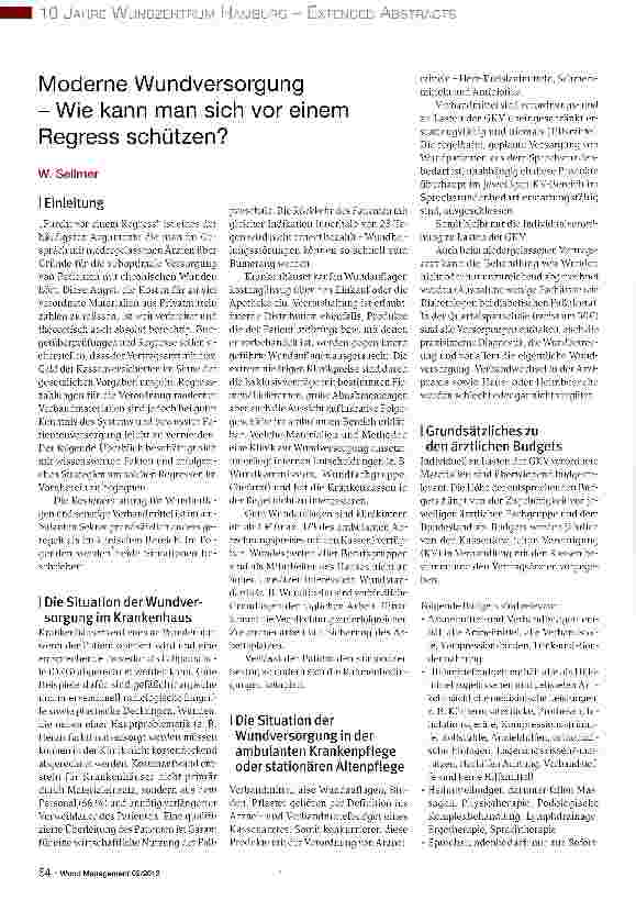 Vorschauseite 1: Moderne Wundversorgung - Wie kann man sich vor einem Regress schützen?