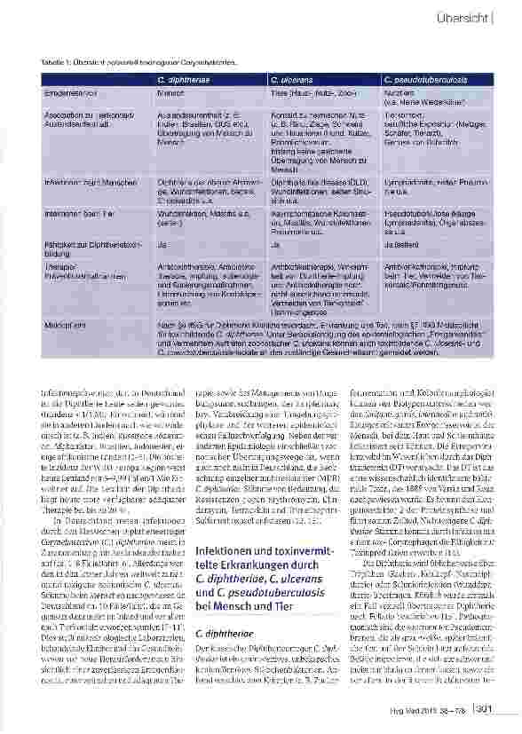Vorschauseite 2: Diphtherie als Zoonose: zum Vorkommen toxigener Corynebakterien bei Mensch und Tier