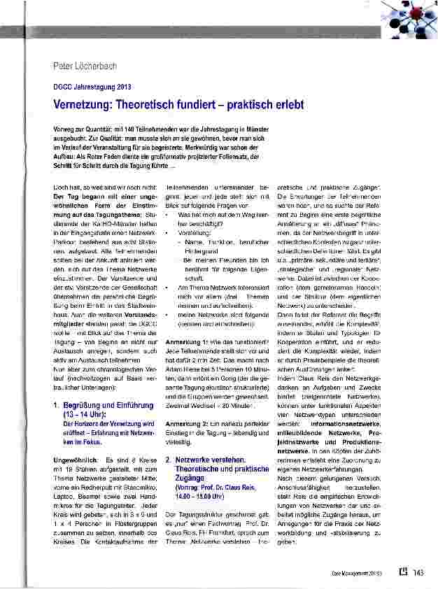 Vorschauseite 1: Vernetzung: Theoretisch fundiert - praktisch erlebt