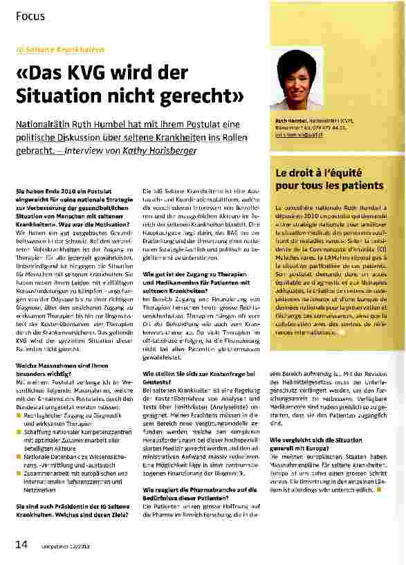 Vorschauseite 1: «Das KVG wird der Situation nicht gerecht»