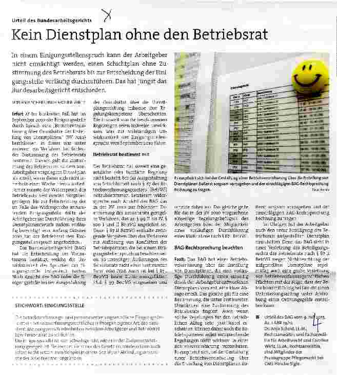 Vorschauseite 1: Kein Dienstplan ohne den Betriebsrat