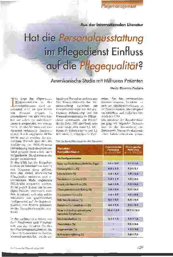 Vorschauseite 1: Hat die Personalausstattung im Pflegedienst Einfluss auf die Pflegequalität?