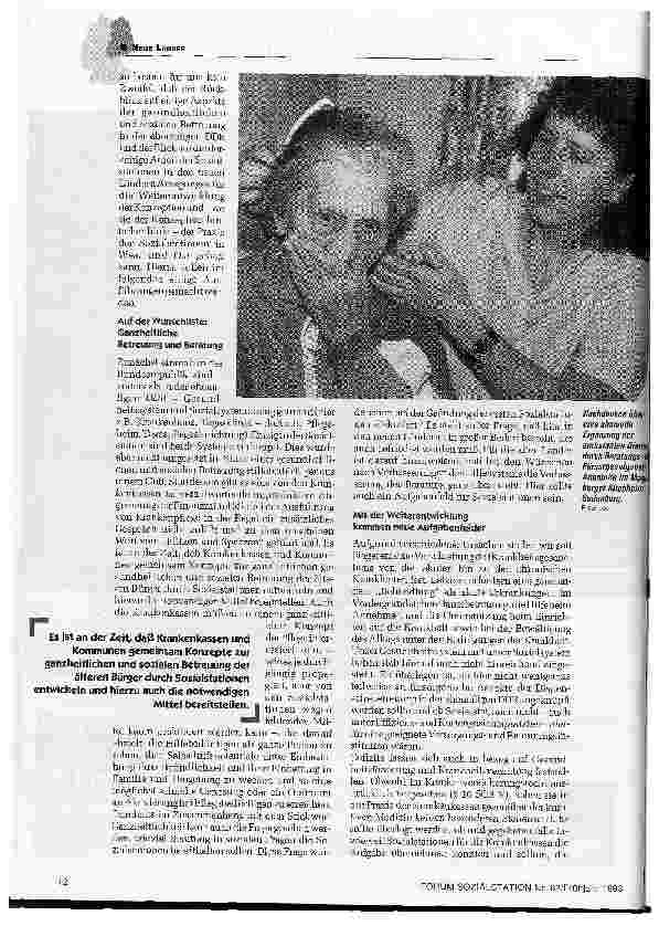 Vorschauseite 4: Ganzheitliche Versorgung - ein Zukunftsmodell Tradition und anderes Selbstbewußtsein eröffnen neue Perspektiven