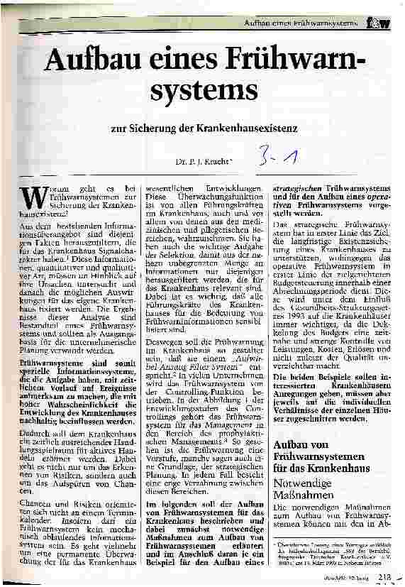 Vorschauseite 1: Aufbau eines Frühwarnsystems zur Sicherung der Krankenhausexistenz