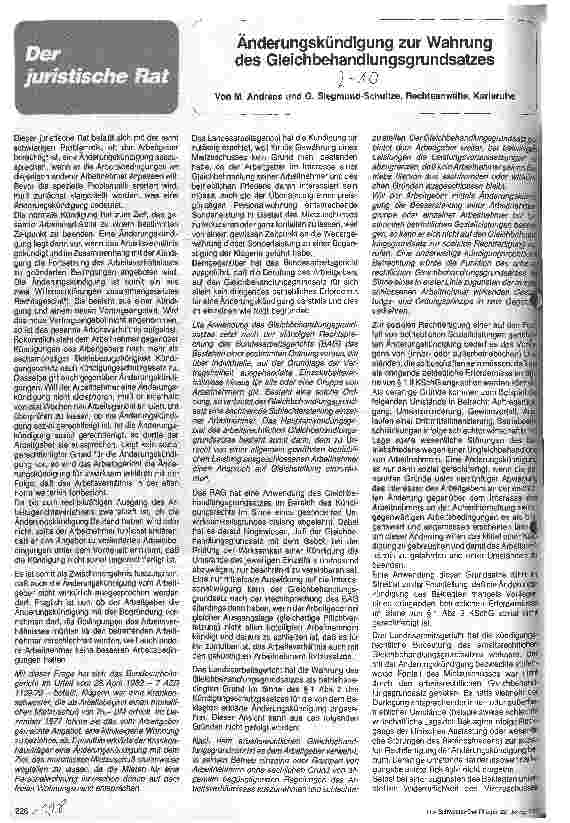 Vorschauseite 1: Änderungskündigung zur Wahrung des Gleichbehandlungsgrundsatzes
