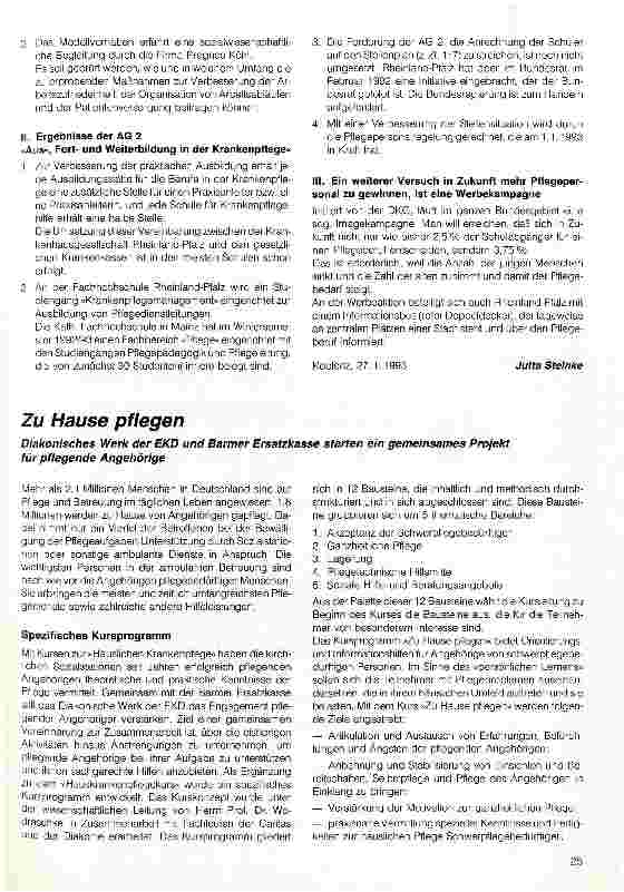 Vorschauseite 2: Aktivitäten in Rheinland-Pfalz zur Verbesserung der Situation in der Krankenpflege Unter Beteiligung der Regionalgruppe der ADS