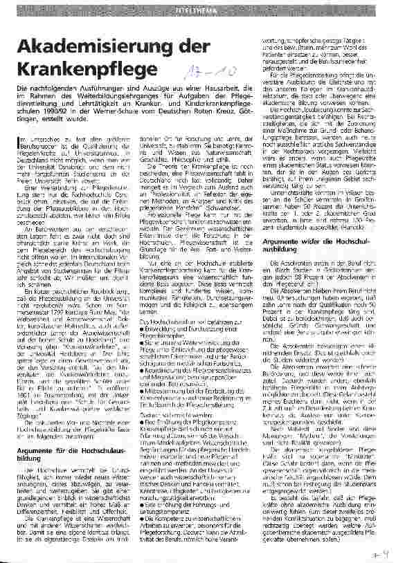 Vorschauseite 1: Akademisierung der Krankenpflege Auszüge aus einer Hausarbeit