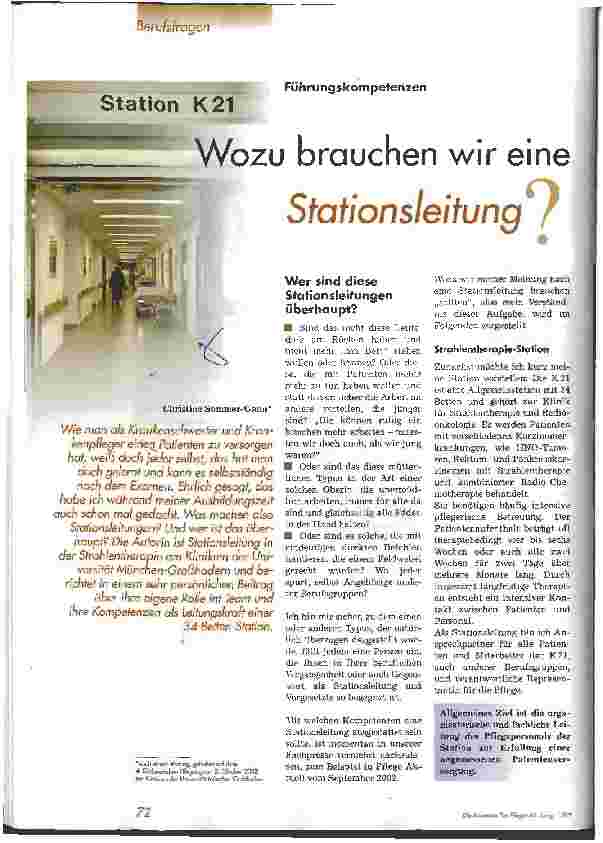 Vorschauseite 1: Wozu brauchen wir eine Stationsleitung?