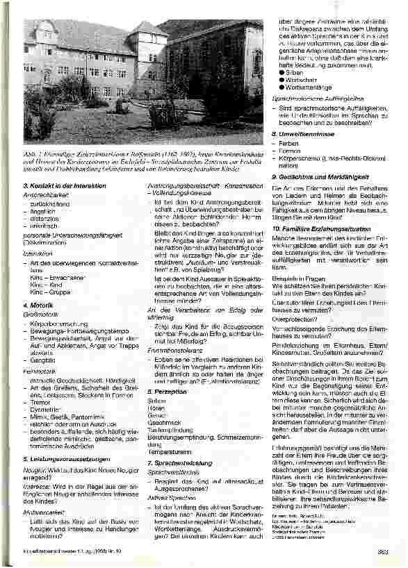 Vorschauseite 2: Bericht zum Kind Bitte an die Kinderkrankenschwerstern/-pfleger, zur Entwicklungsdiagnostik bei Kleinkindern beizutragen