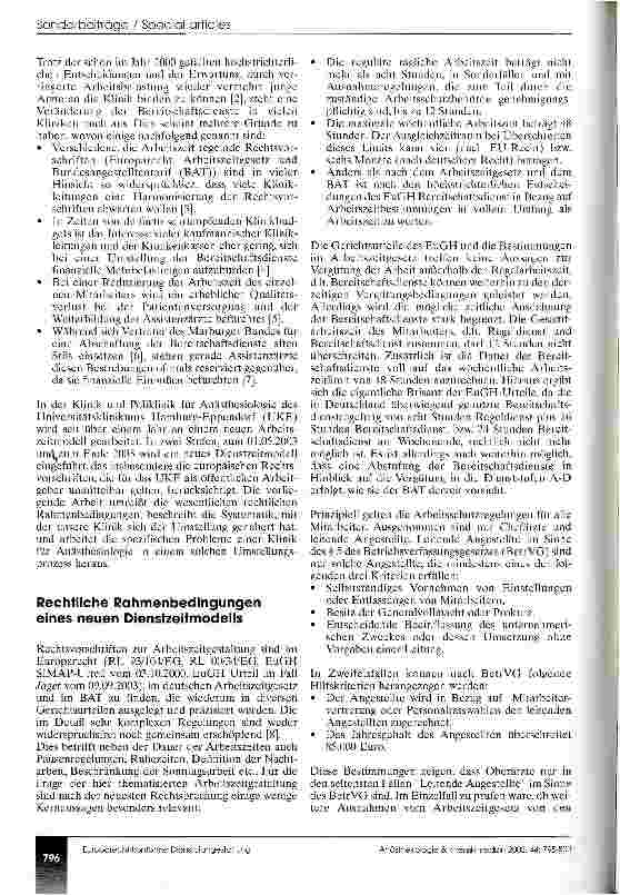 Vorschauseite 2: Eine Europarecht-konforme Gestaltung der Dienstzeiten in der Anästhesie