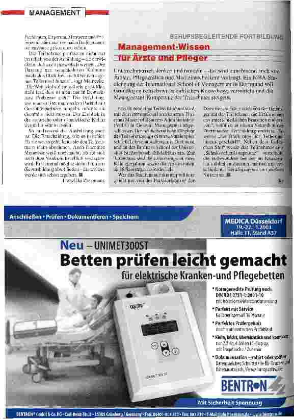 Vorschauseite 3: Lernen für den Gesundheitsmarkt von morgen Ausbildung zum Klinikmanager