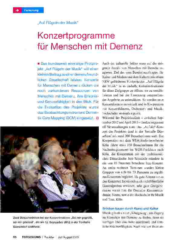Vorschauseite 1: Konzertprogramme für Menschen mit Demenz