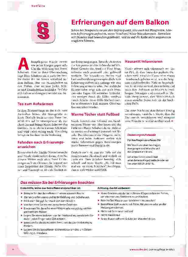 Vorschauseite 1: Erfrierungen auf dem Balkon