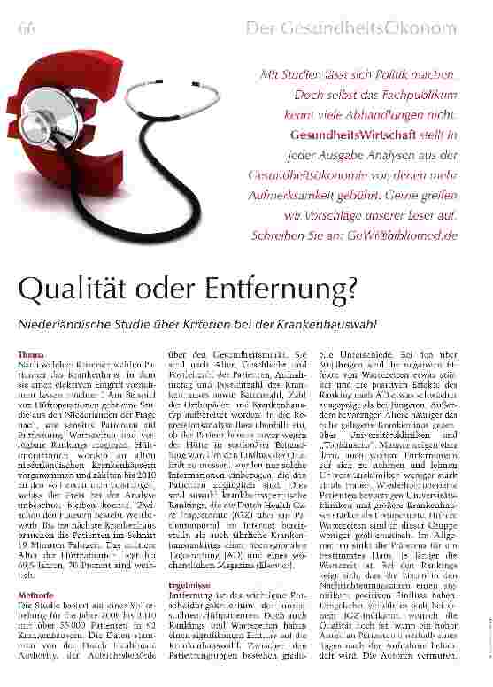 Vorschauseite 1: Qualität oder Entfernung?