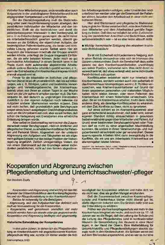 Vorschauseite 1: Kooperation und Abgrenzung zwischen Pflegedienstleitung und Unterrichtsschwester/-pfleger