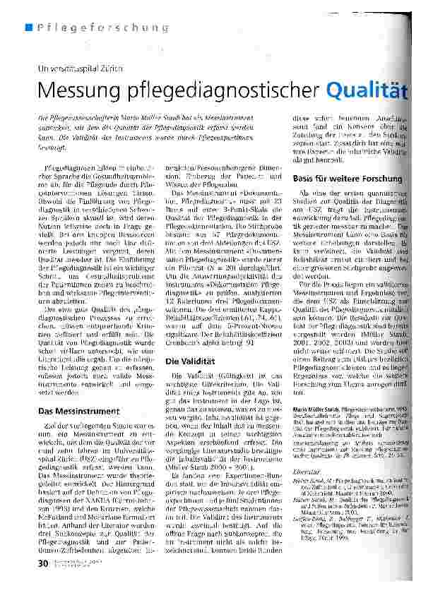 Vorschauseite 1: Messung pflegediagnostischer Qualität