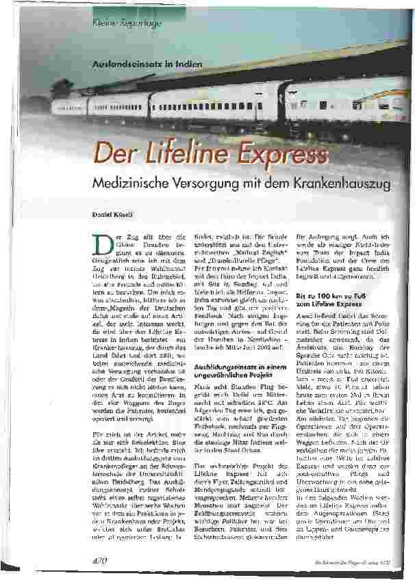 Vorschauseite 1: Der Lifeline Express Medizinische Versorgung mit dem Krankenhauszug