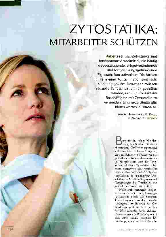 Vorschauseite 1: ZYTOSTATIKA: MITARBEITER SCHÜTZEN