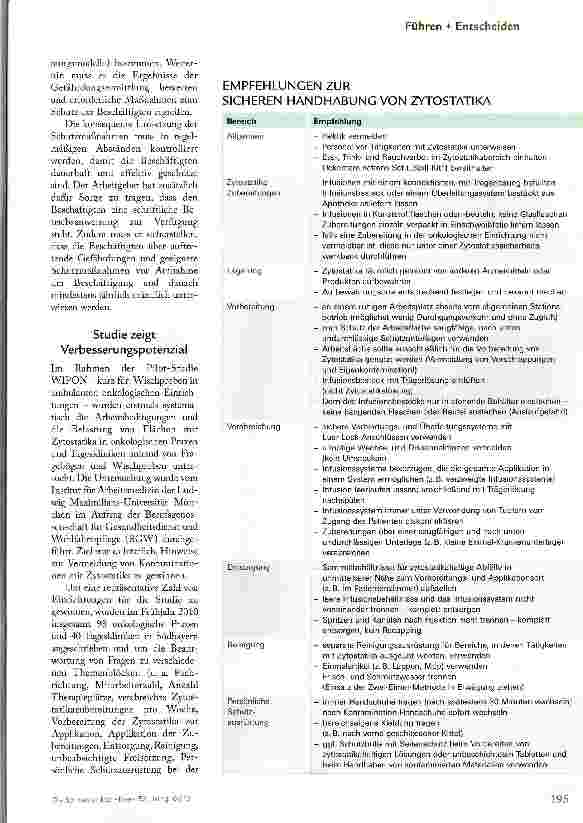 Vorschauseite 2: ZYTOSTATIKA: MITARBEITER SCHÜTZEN